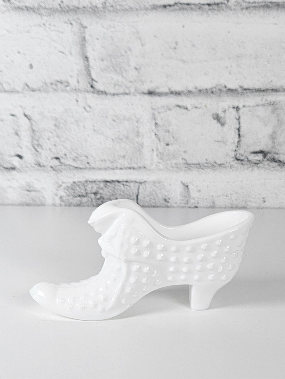Vintage Fenton Milk Glass Hobnail Victorian Shoe Slipper Planter